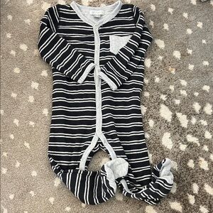 Petit Lem Black and White Striped Footie